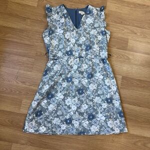 Loft Womens Spring Dress Size Large Blue Floral Sundress Prairie Cottage Cute